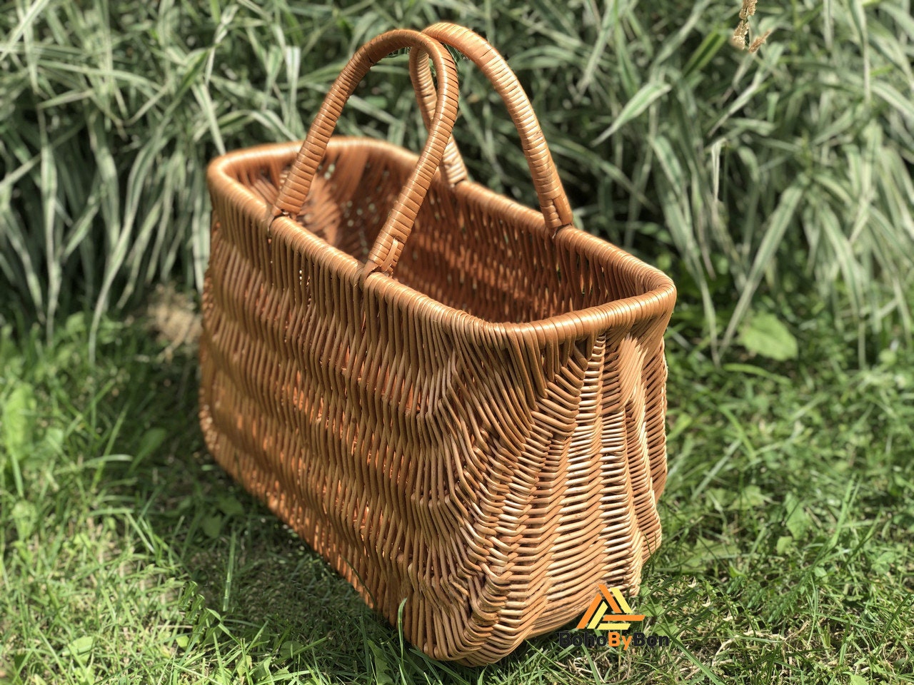 Natural Wicker Market Bag Large Woven Basket Bag Wicker Etsy