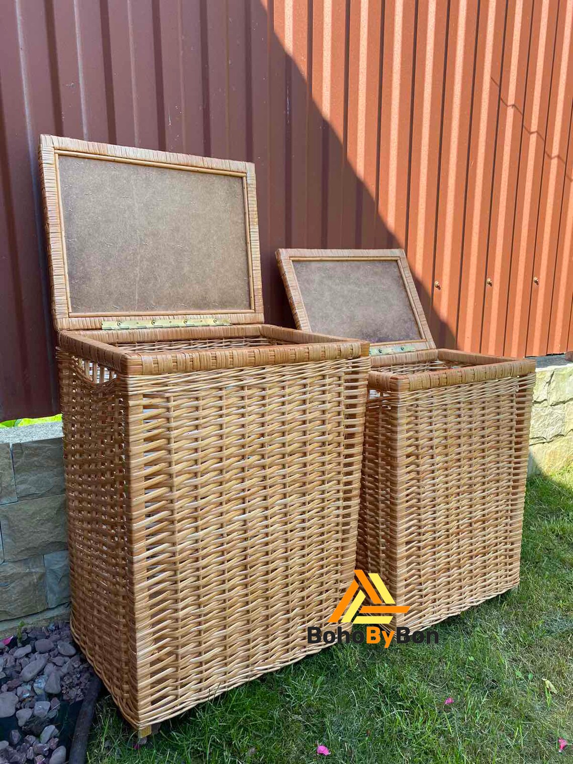 Wicker Laundry Basket Large Rectangular Basket with Lid Etsy