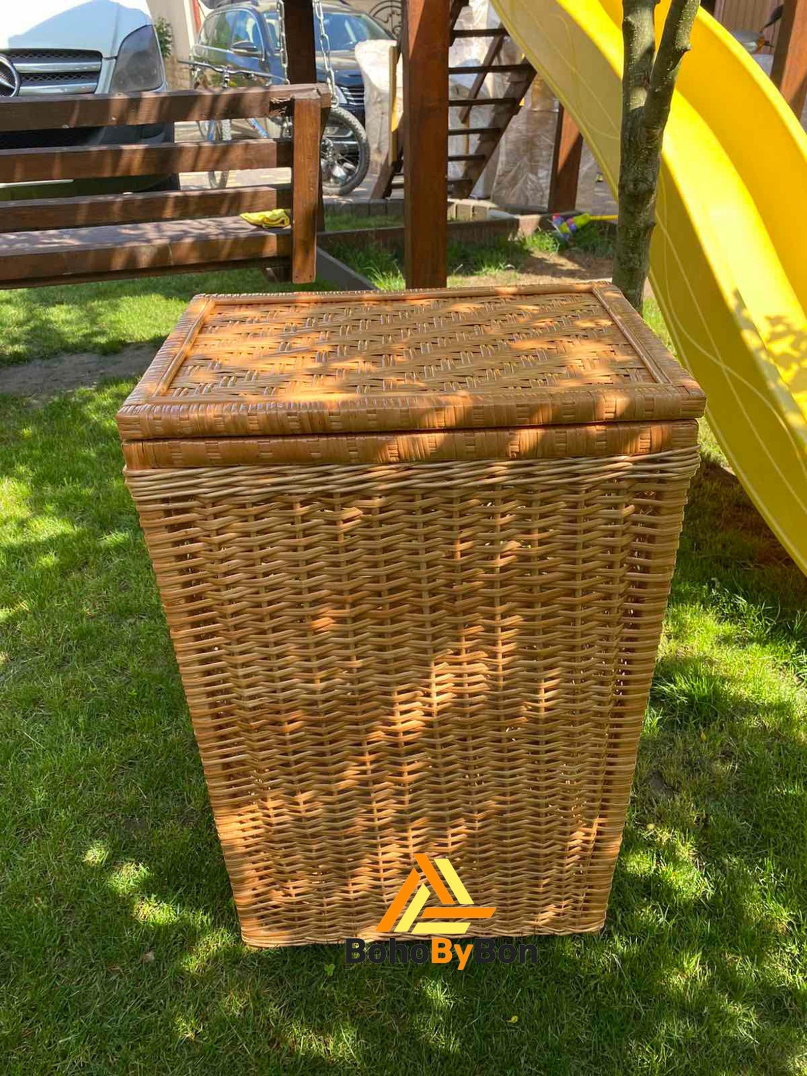 Wicker Laundry Basket Large Rectangular Basket with Lid Etsy