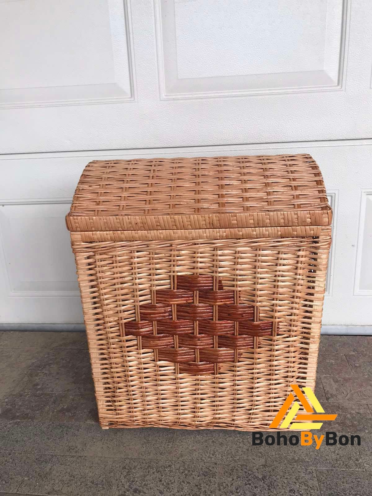 Wicker Chest Storage Basket Wicker Toy Chest Woven Lidded Etsy