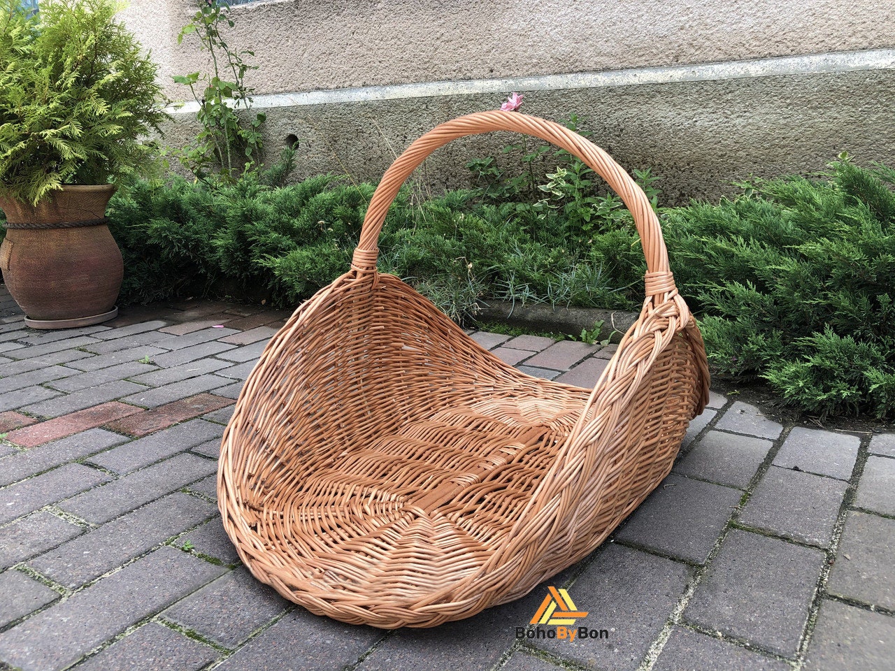 Wicker Firewood Basket Flower Gathering Rattan Basket Wicker Etsy