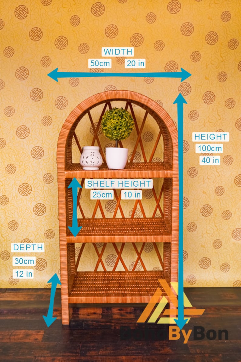 3tier Wicker Shelf With Arch Top Wicker Wicker Etsy