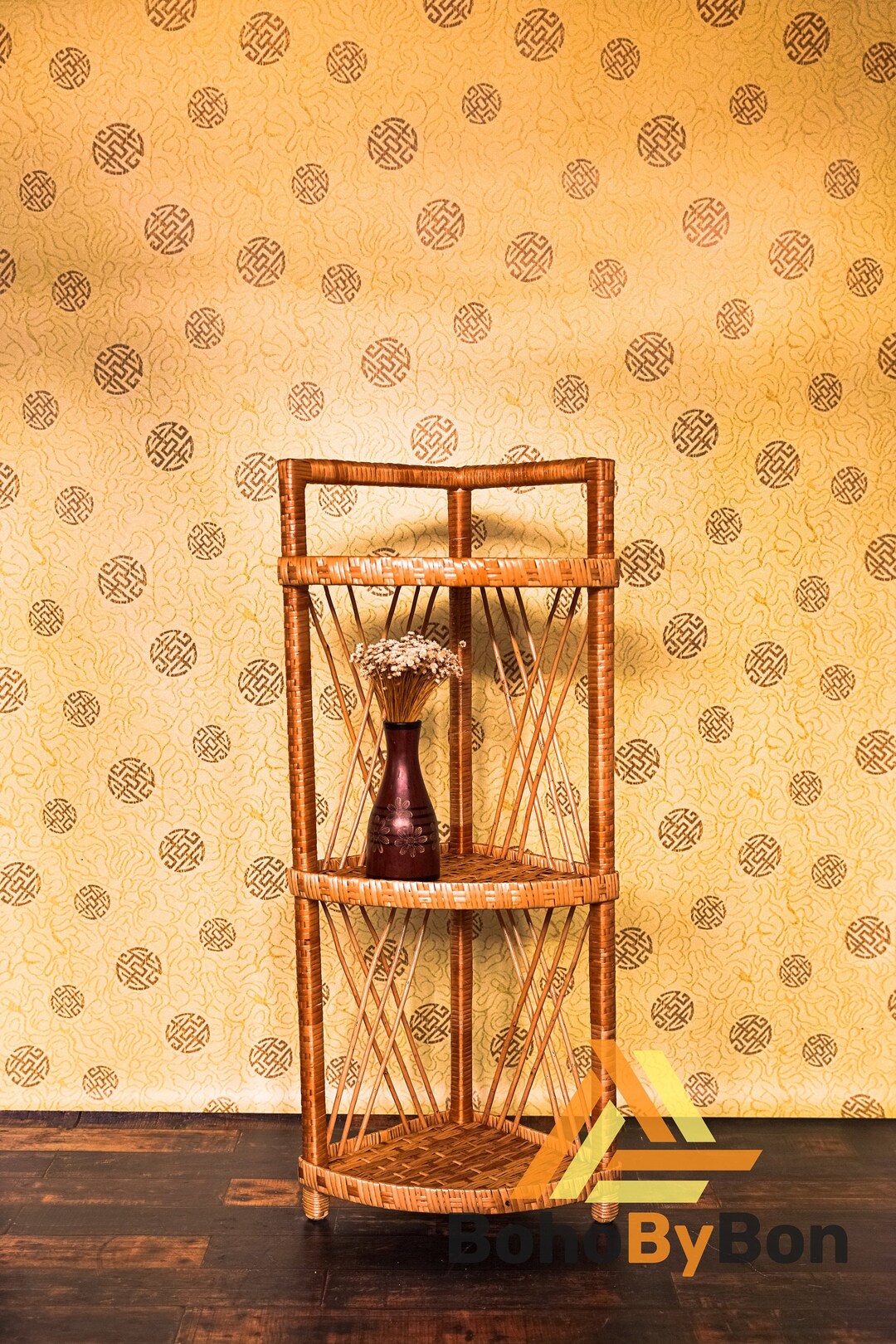 Rattan Corner Shelf 3 Tier Corner Shelf for Countertop Etsy