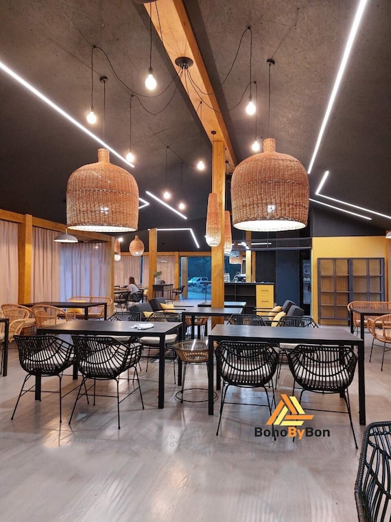 Wicker Lampshade, Ceiling Lampshade, Handmade Pendant Lamp, Light Lamp Pendant, Rattan Pendant Fixtures, Lamp Shade For Restaurant, Café