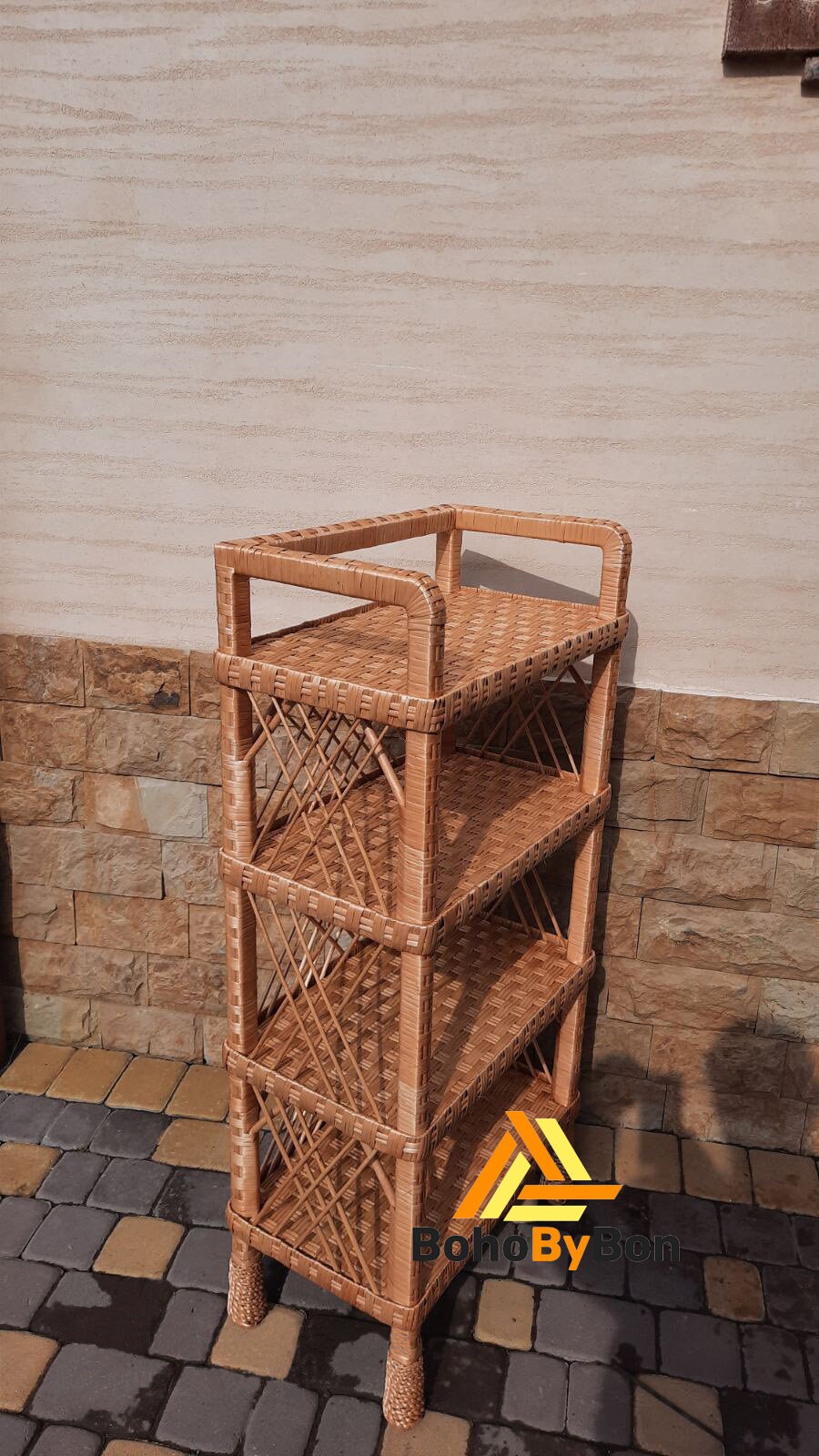 Wicker Rattan Shelving Unit Shelving Wood 4 Tier Open Etsy Australia