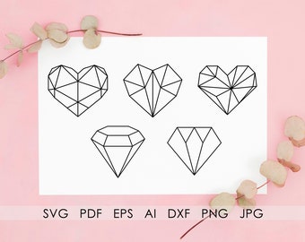 Heart Diamond Svg Etsy
