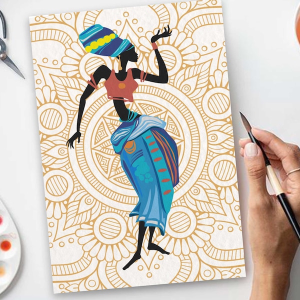 Black Woman Painting by Number Etsy