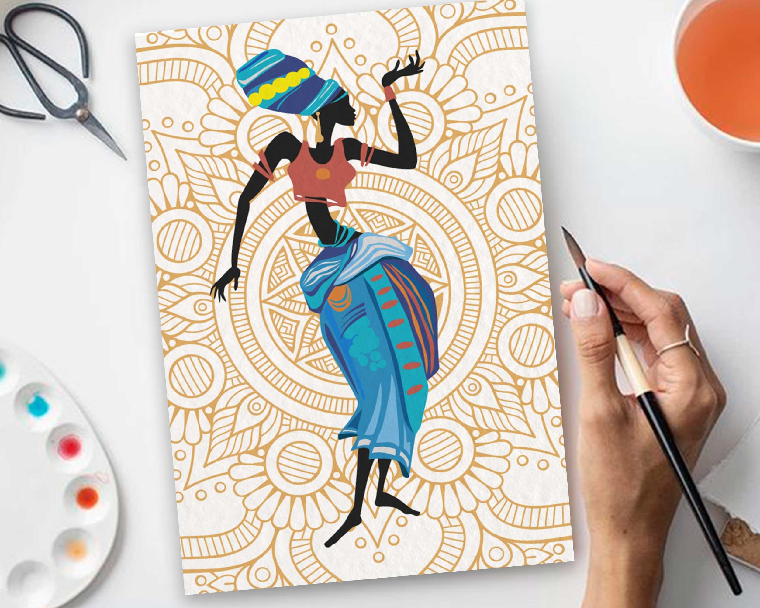 African Girl by Number Kit Black Woman Printable Color by - Etsy