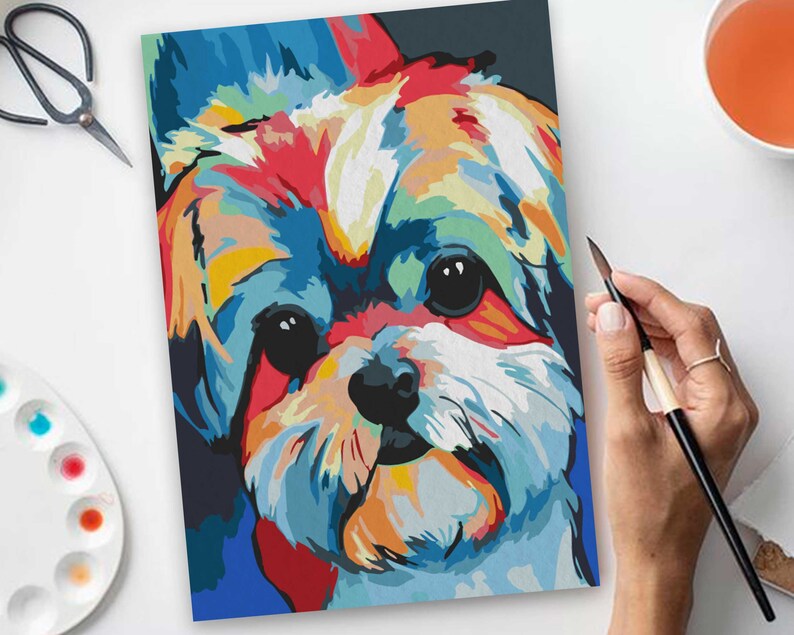 puppy by number kit printable animals pop art color by number etsy