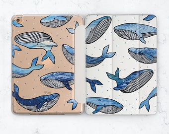 Blue Whales iPad Mini 6th Gen Smart Cover iPad Pro 12.9 2021 Case Animal Print iPad 10.2 Case iPad Air 4th Gen Case iPad 9 Gen Case YY0292