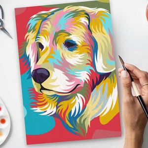 Puppy Color by Number Kit Dog Pop Art Printable Color By Number Animals DIY Painting Instant Download Paint by Number Kit YY0166