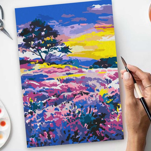 colorful forest diy painting nature paint by number kit etsy
