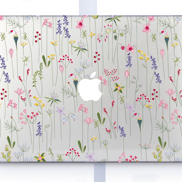 Little Flowers Macbook Pro 13 Case Floral Front And Bottom Hard Cover Clear Design Macbook Air Pro Touch Bar 11 12 13 15 16 Case EC0160