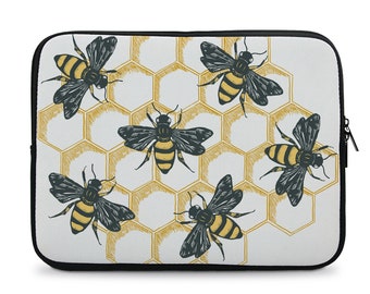 Personalized Honeycomb Bees & Polka Dots Laptop Sleeve/Case 15 
