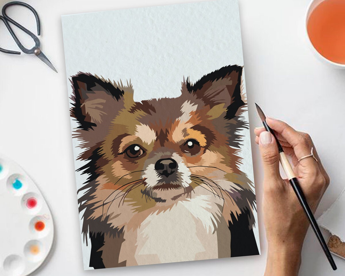 dog by number kit printable animals color by number art etsy