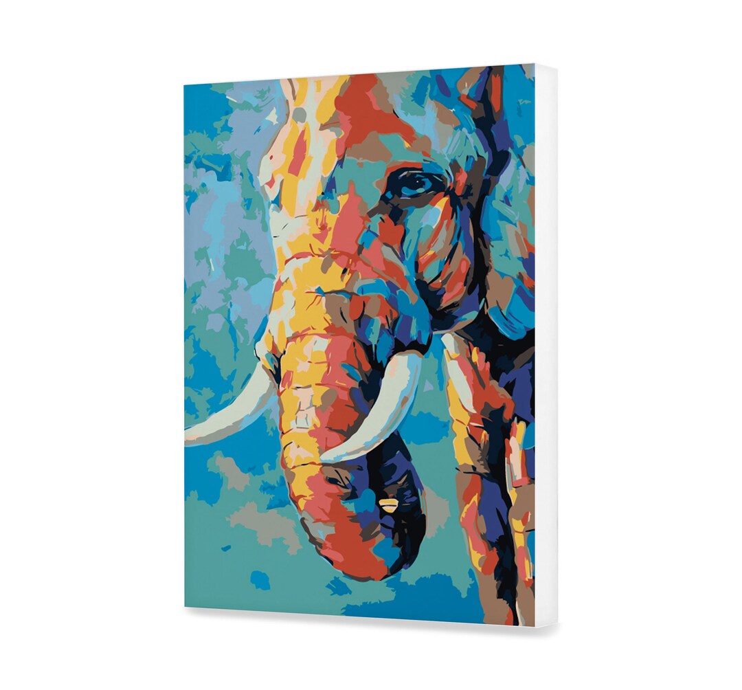 Elephant Paint by Number Kit for Adults Animals Diy Painting Kit Pop