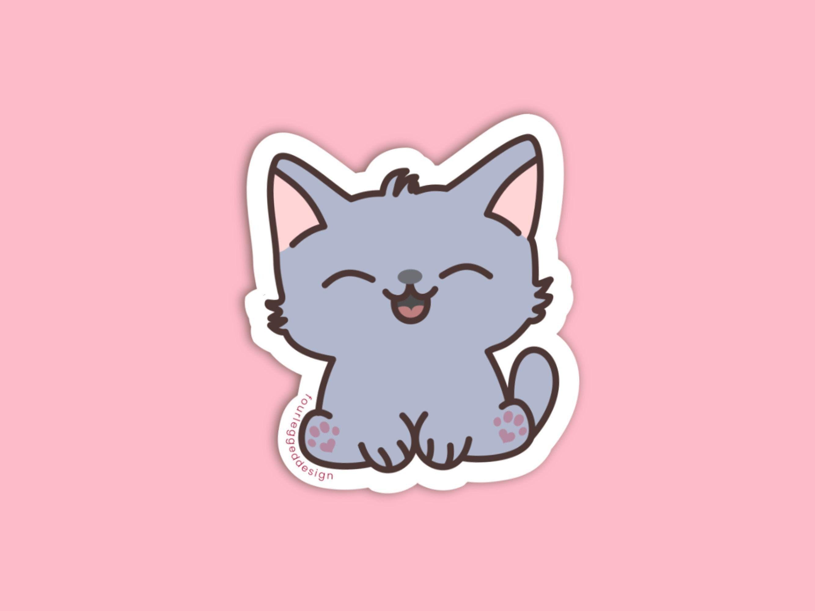Russian Blue Cat Sticker – Cute Kawaii Cat Sticker – Cat Mom Gift ...