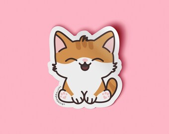 Tabby Cat Sticker - Orange Tabby Cat Gift for Cat Mom - Tabby Cat Lover Gift - Kawaii Pet Vinyl Sticker for Laptop & Water Bottle
