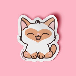 Siamese Cat Sticker - Flame Point Siamese Gift for Cat Mom - Siamese Cat Lover Gift - Kawaii Pet Vinyl Sticker for Laptop & Water Bottle