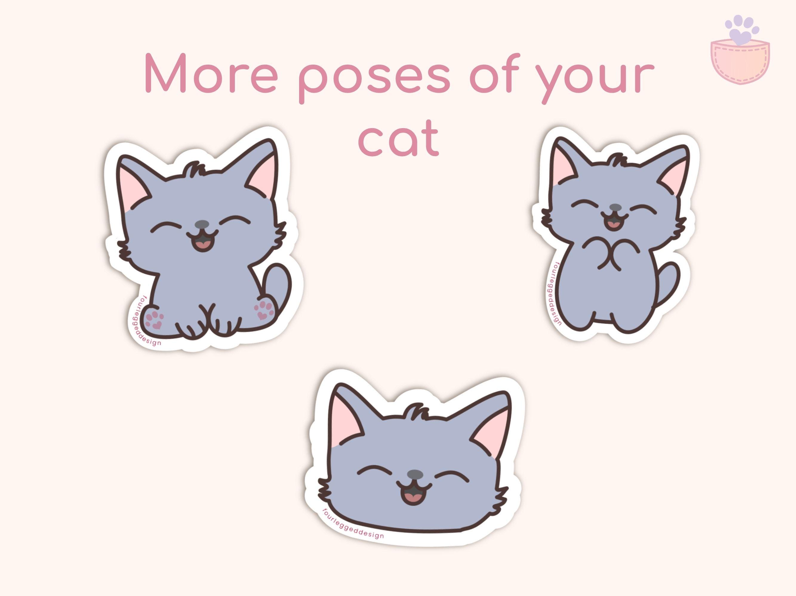 Russian Blue Cat Sticker – Cute Kawaii Cat Sticker – Cat Mom Gift ...
