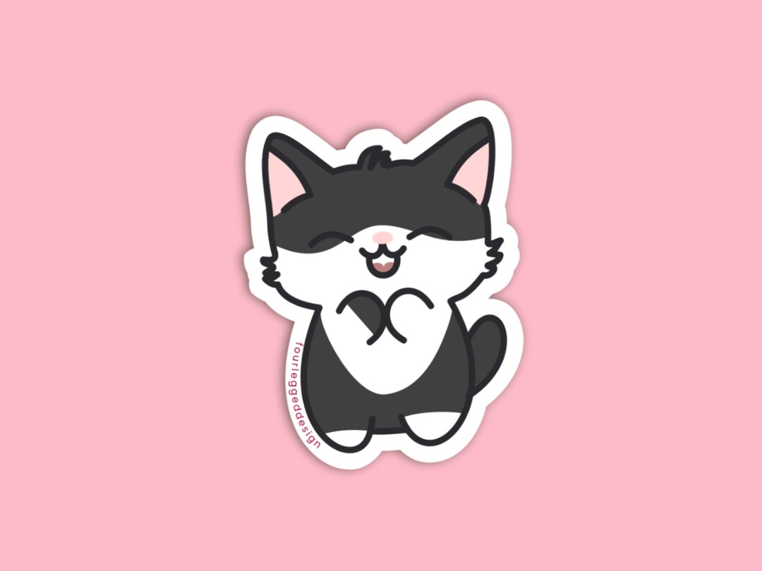 Tuxedo Cat Sticker - Cat Mom Gift – Cute Kawaii Vinyl Decal for Laptop ...