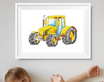 Tractor Print: Vehicle Nursery Decor, Boys Room Art (Digital Download)