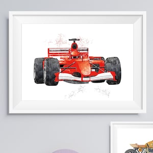 レースカーのポスター、子供向けフォーミュラ車両プリント、幼児用車両装飾、壁アート、子供部屋用印刷可能なアート、男の子用プリント、保育園ポスター
