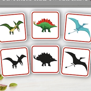 Dinosaurier druckbare Flash-Karten, Montessori Matching Cards für Vorschule