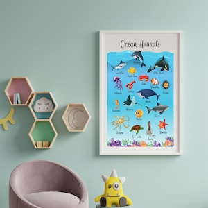 Ocean Animals Poster: Montessori Nursery Art (Digital Download)