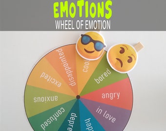 Emotions Wheel Chart: Montessori Learning Game (Instant Download)