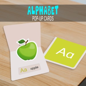 ALPHABET Tarjetas emergentes Manualidades imprimibles Libro ocupado para niños pequeños, Juego de papel Montessori para niños, Materiales Montessori de aprendizaje temprano para libros ocupados