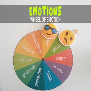 EMOTIE gevoel wiel grafiek afdrukbaar, peuter, kleuterschool activiteit Montessori papier spelletjes voor kinderen, Instant Download, thuisonderwijs