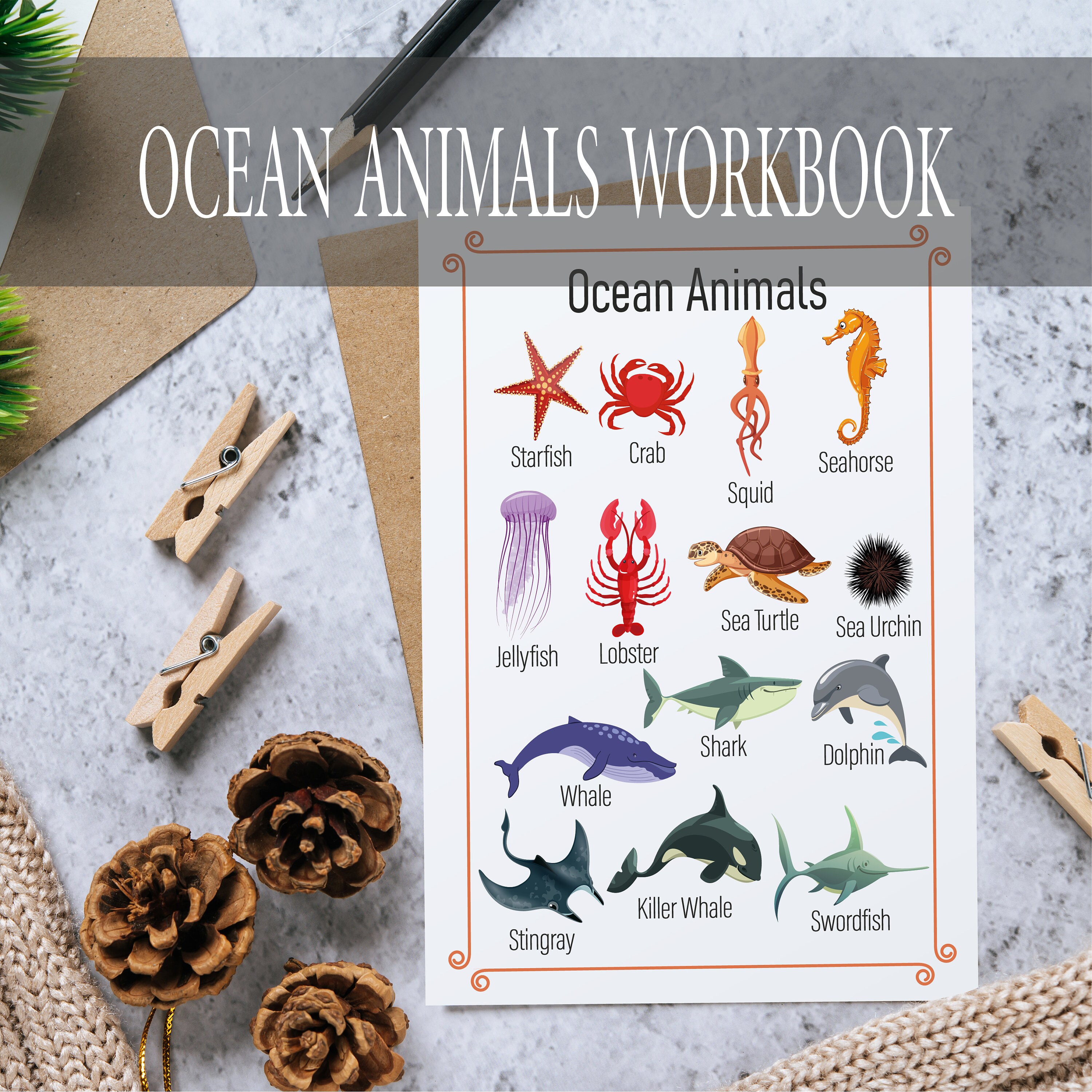 ocean animals printable toddler busy book sea animals etsy