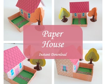 Paper Doll House Printable 3D Origami Activity, Instant Download, Coloring Page, Cut and Create, Kids Toy Craft, Gift for Kids, Digital File