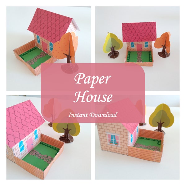 Paper Doll House Printable 3D Origami Activity, Instant Download, Coloring Page, Cut and Create, Kids Toy Craft, Gift for Kids, Digital File