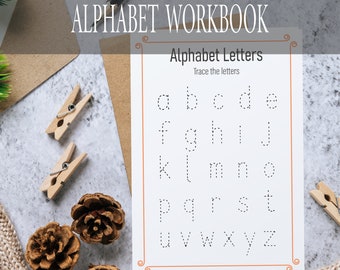 Alphabet Upper and Lowercase Letter Tracing Worksheet for Preschool, Kindergarten Workbook, Printable Handwriting Practice, Kids activities