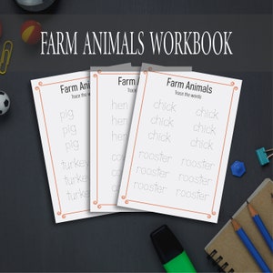 Farm Animals Printable Busy Book: Montessori Learning (PDF)