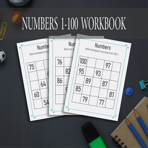 Numbers 1-100 Printable  Printable Tracing Worksheet for Kids,Math, Counting Activity, Preschool Curriculum Workbook, Instant Download, PDF