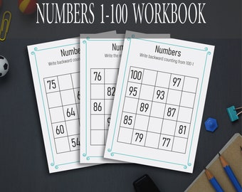 Numbers 1-100 Printable  Printable Tracing Worksheet for Kids,Math, Counting Activity, Preschool Curriculum Workbook, Instant Download, PDF