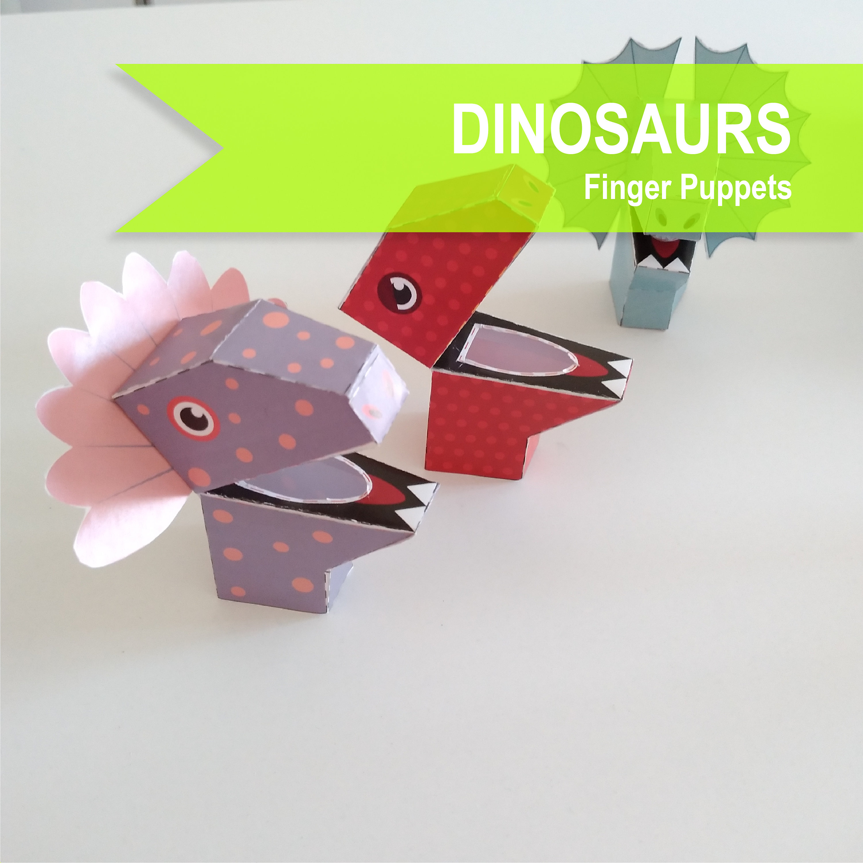 DINOSAUR Finger Puppet, Animals Paper Printable Crafts, Birthday Party ...