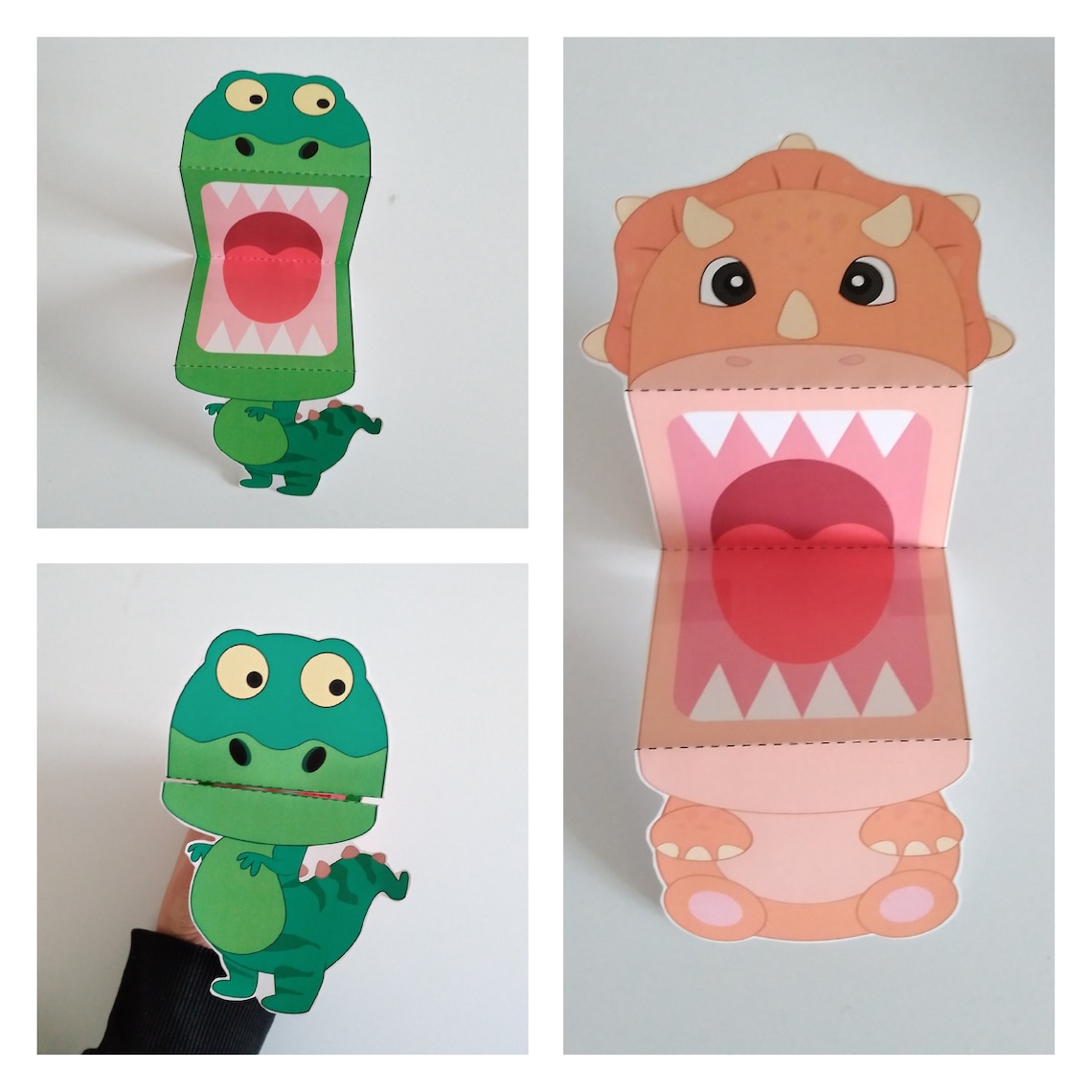 Dinosaur Paper Printable Hand Puppets, Instant Download, Animal ...
