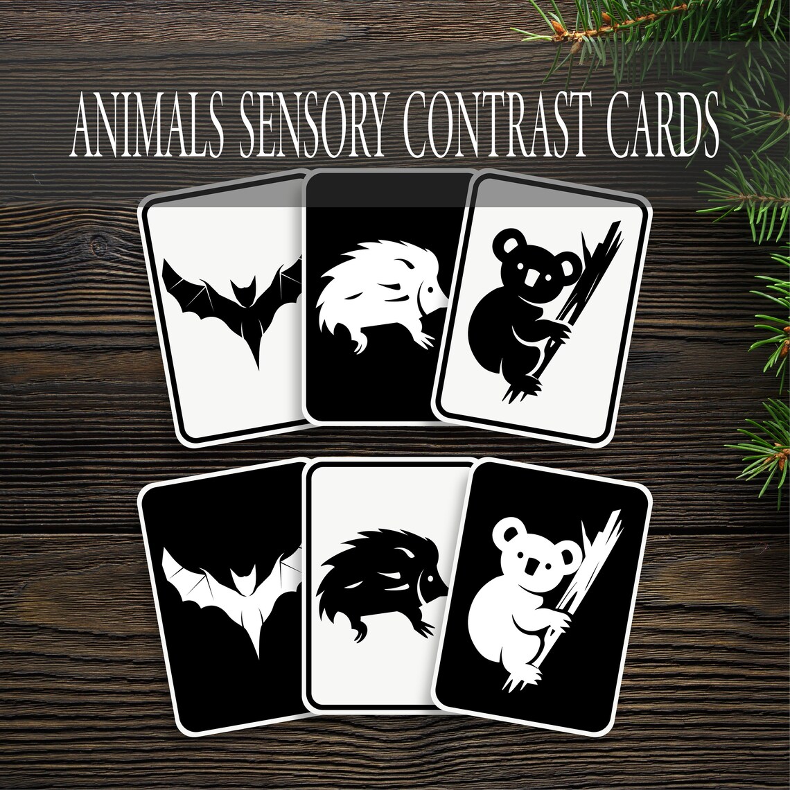 Animals High Contrast Baby Cards Baby Contrast Cards for - Etsy