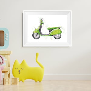 Grünes Motorrad Poster, Fahrzeuge Drucke für Kinder, Kleinkind Dekor, Wand Kunst Kinderzimmer Druckbare Kunst Jungen Druck Kinderzimmer Poster