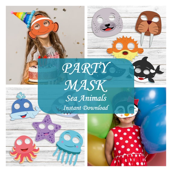 Kit De Masques D'animaux Océaniques à Colorier – 16 Masques En Papier + 24 Feutres + Cordons, Activité DIY éducative Pour Enfants Dès 14 Ans