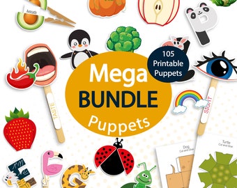 Puppet Set, Printable Paper Doll for Kids, Activity Bundle, Articulated Animal Toy, Puppet Theater