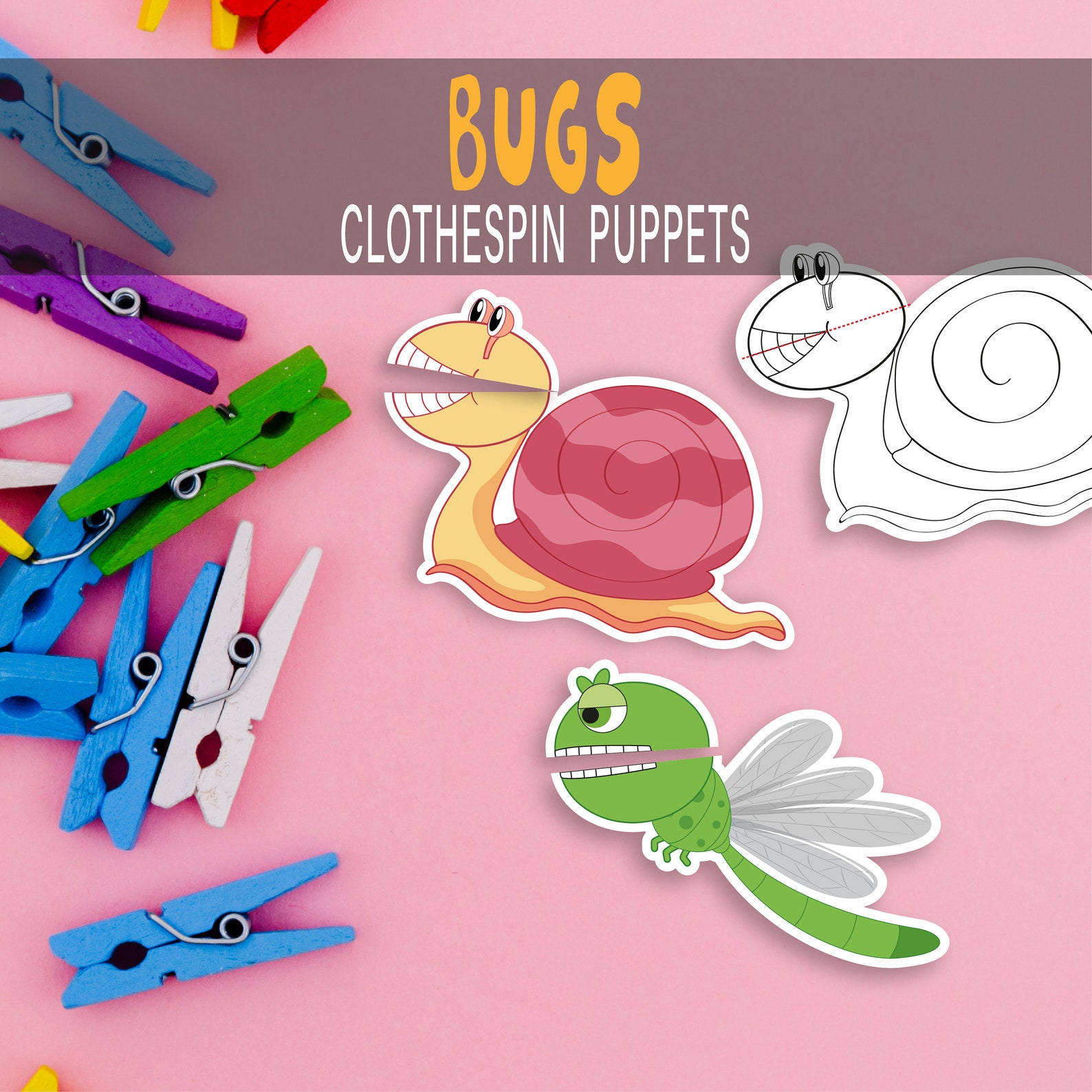 Bugs Clothespin Puppets Printable Toddler Busy Book Etsy Australia