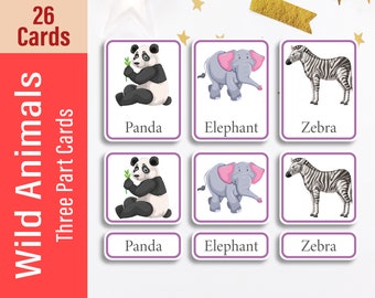 WILD ANIMALS Three Part Flash Cards Printable Digital Jungle - Etsy WILD ANIMALS Three Part Flash Cards Printable Digital Jungle - Etsy