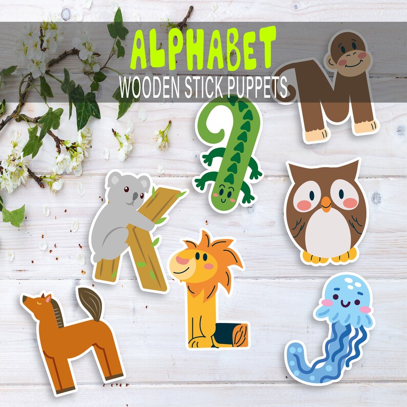 ALPHABET Animal Puppets Printable ABC Card Kindergarten - Etsy
