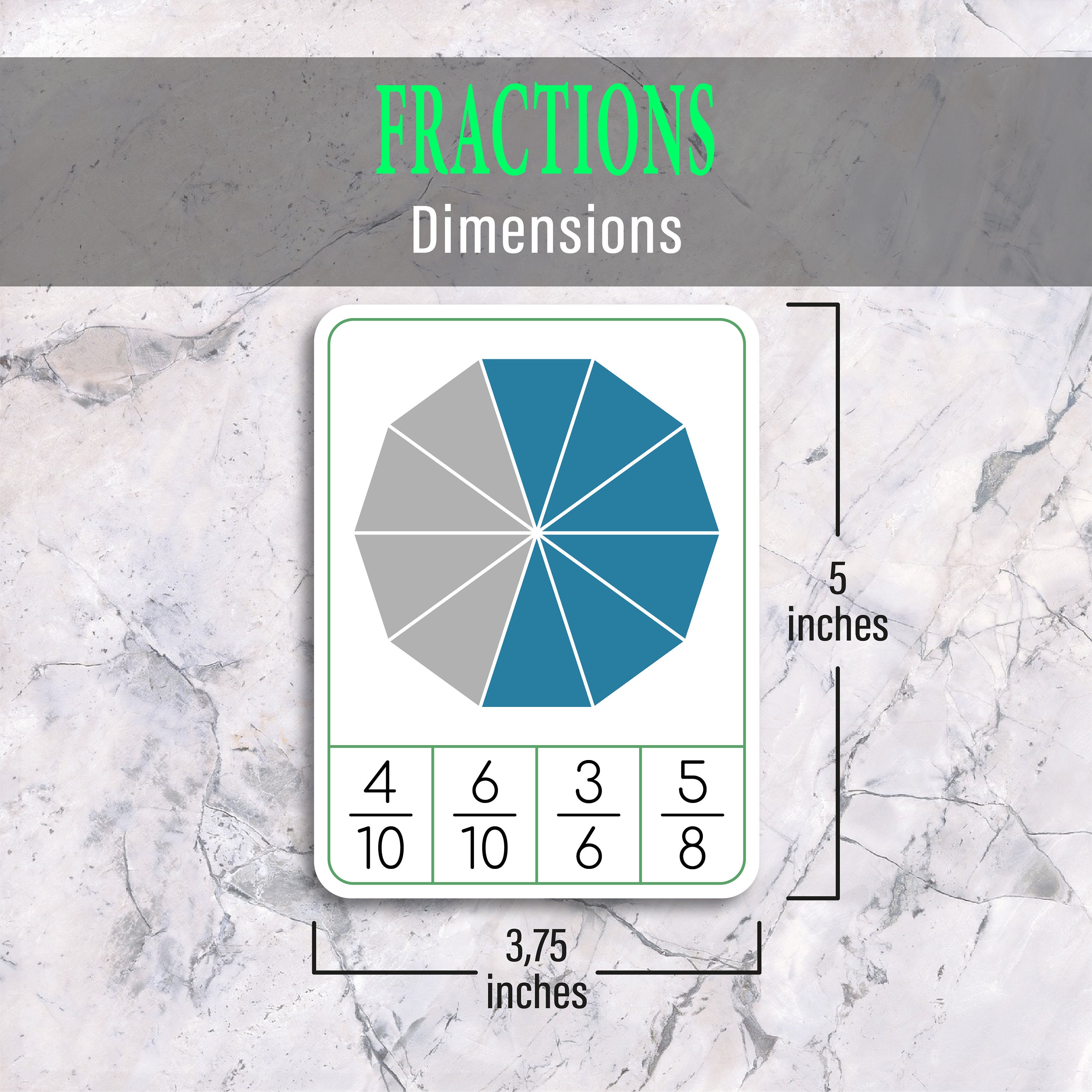 FRACTIONS 54 Cards Clip Cards Math Flash Cards Printable - Etsy