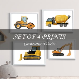 Construction Vehicle Prints: Kids Room Wall Art (Digital Download)